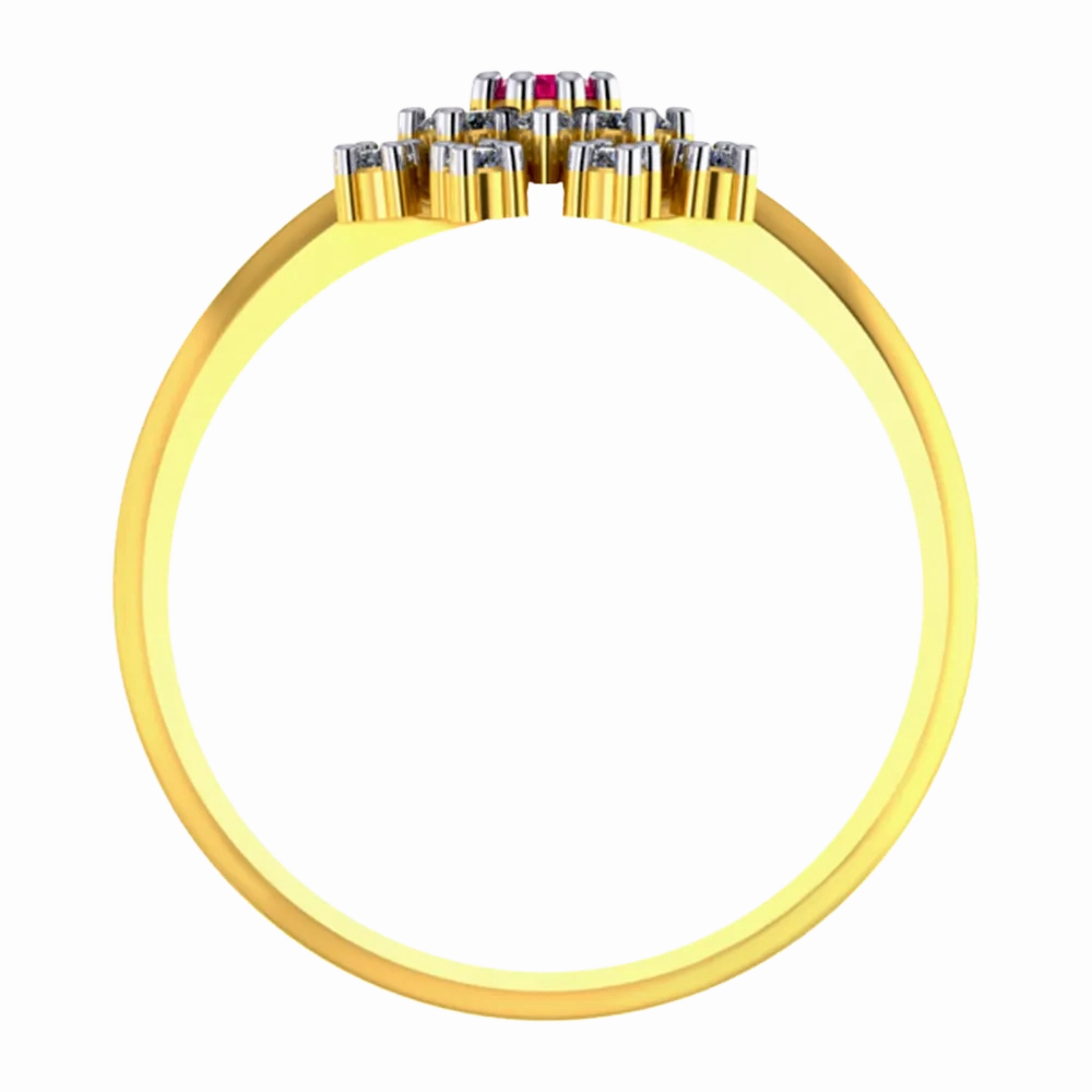 Magnificent 18k Gold And Diamond Ring With Red Gemstone Embellishment From Pc Chandra