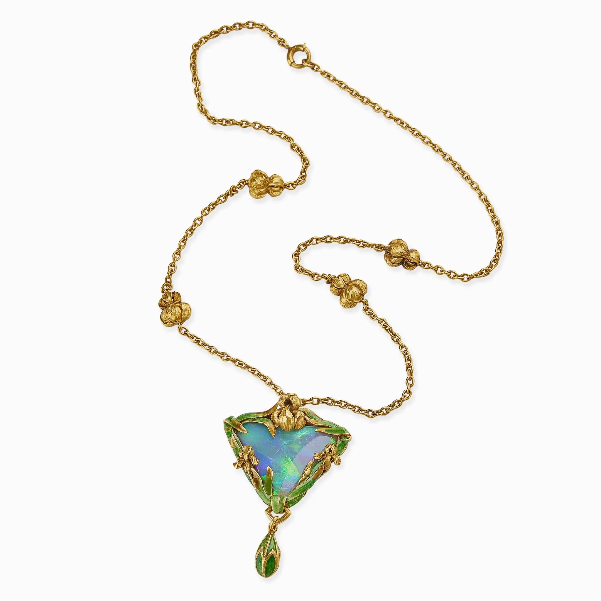 Marcus &amp; Co. Black Opal and Enamel Pendant Necklace