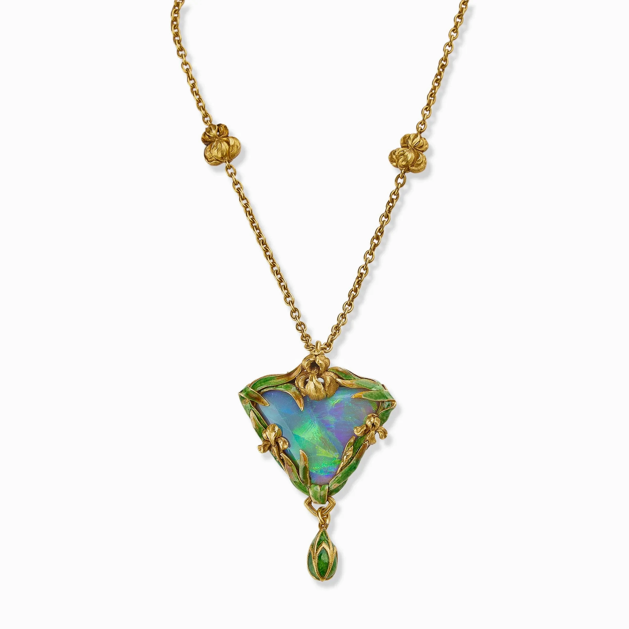 Marcus &amp; Co. Black Opal and Enamel Pendant Necklace