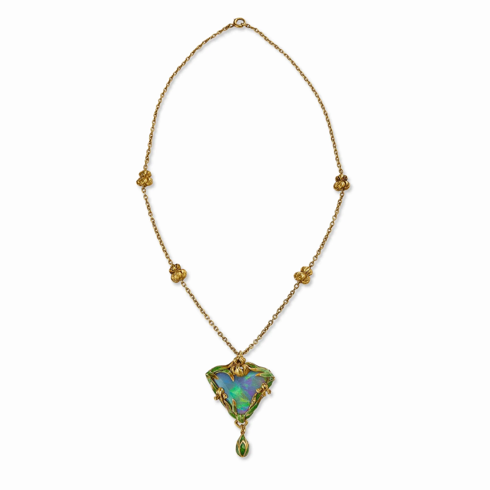 Marcus &amp; Co. Black Opal and Enamel Pendant Necklace