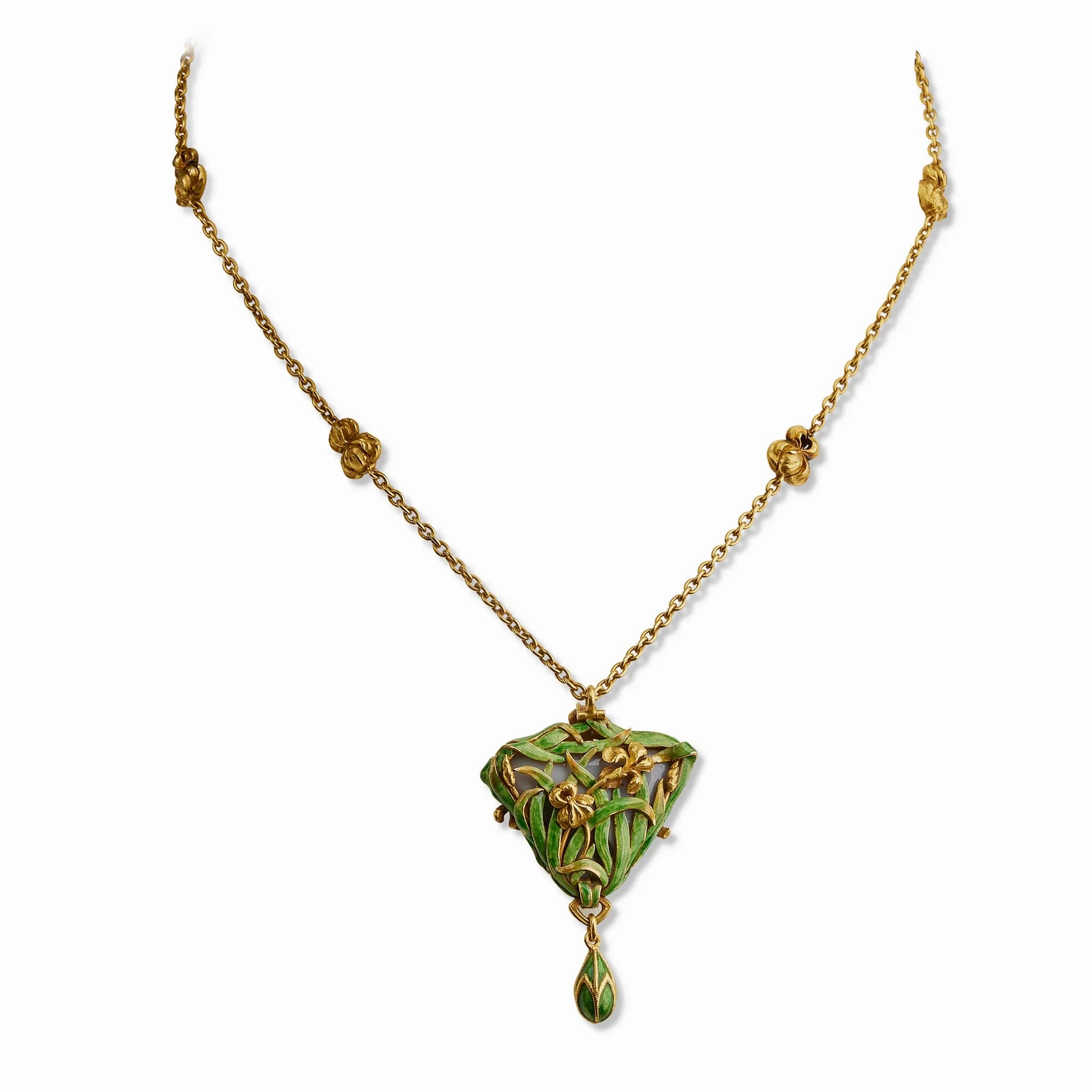 Marcus &amp; Co. Black Opal and Enamel Pendant Necklace