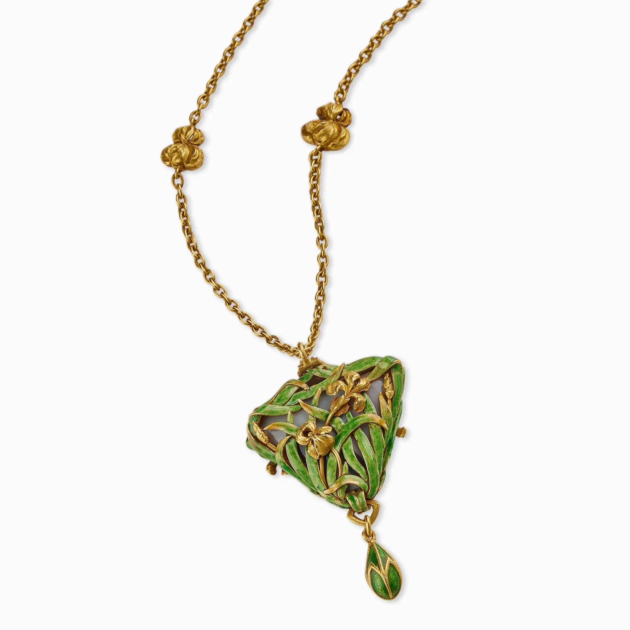 Marcus &amp; Co. Black Opal and Enamel Pendant Necklace