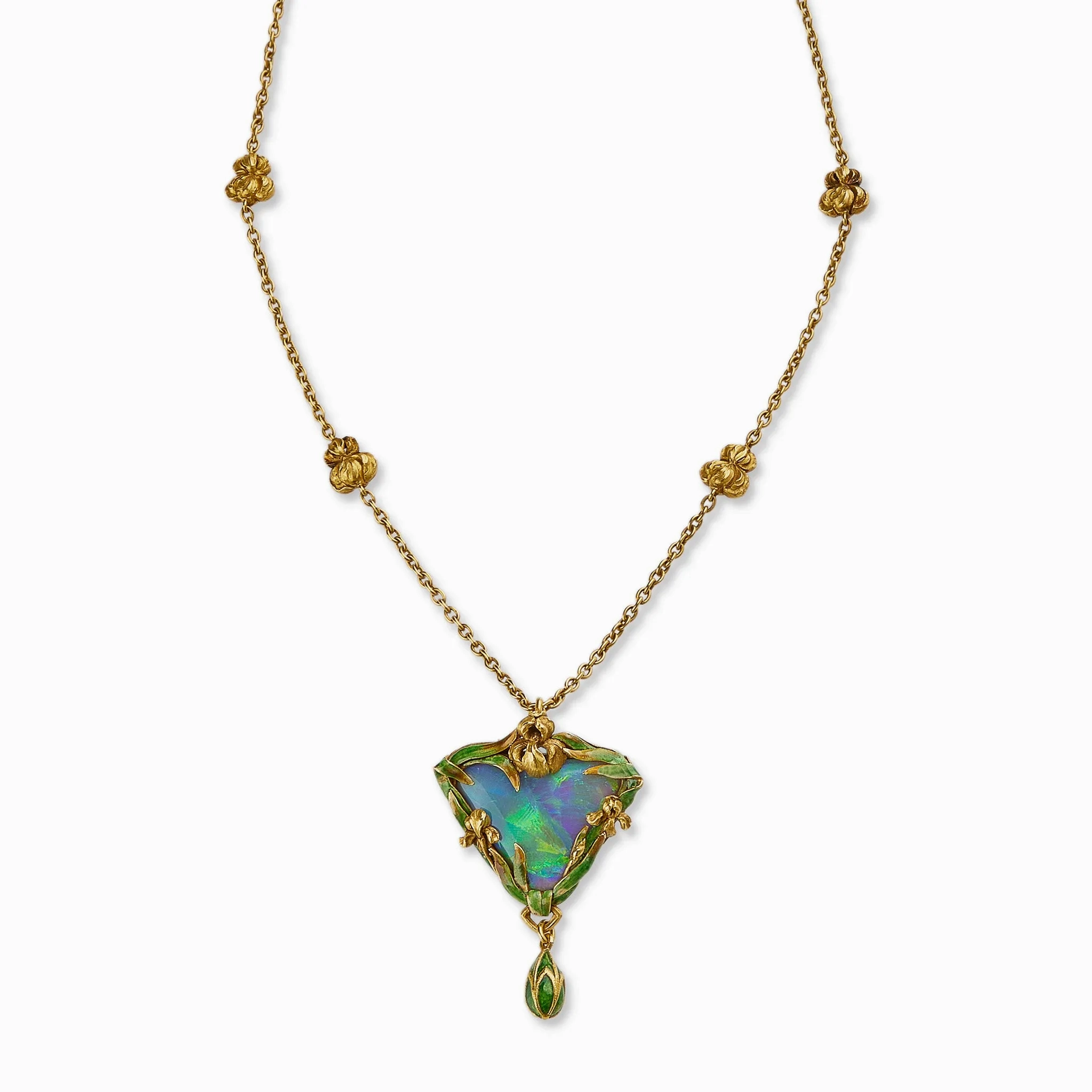 Marcus &amp; Co. Black Opal and Enamel Pendant Necklace