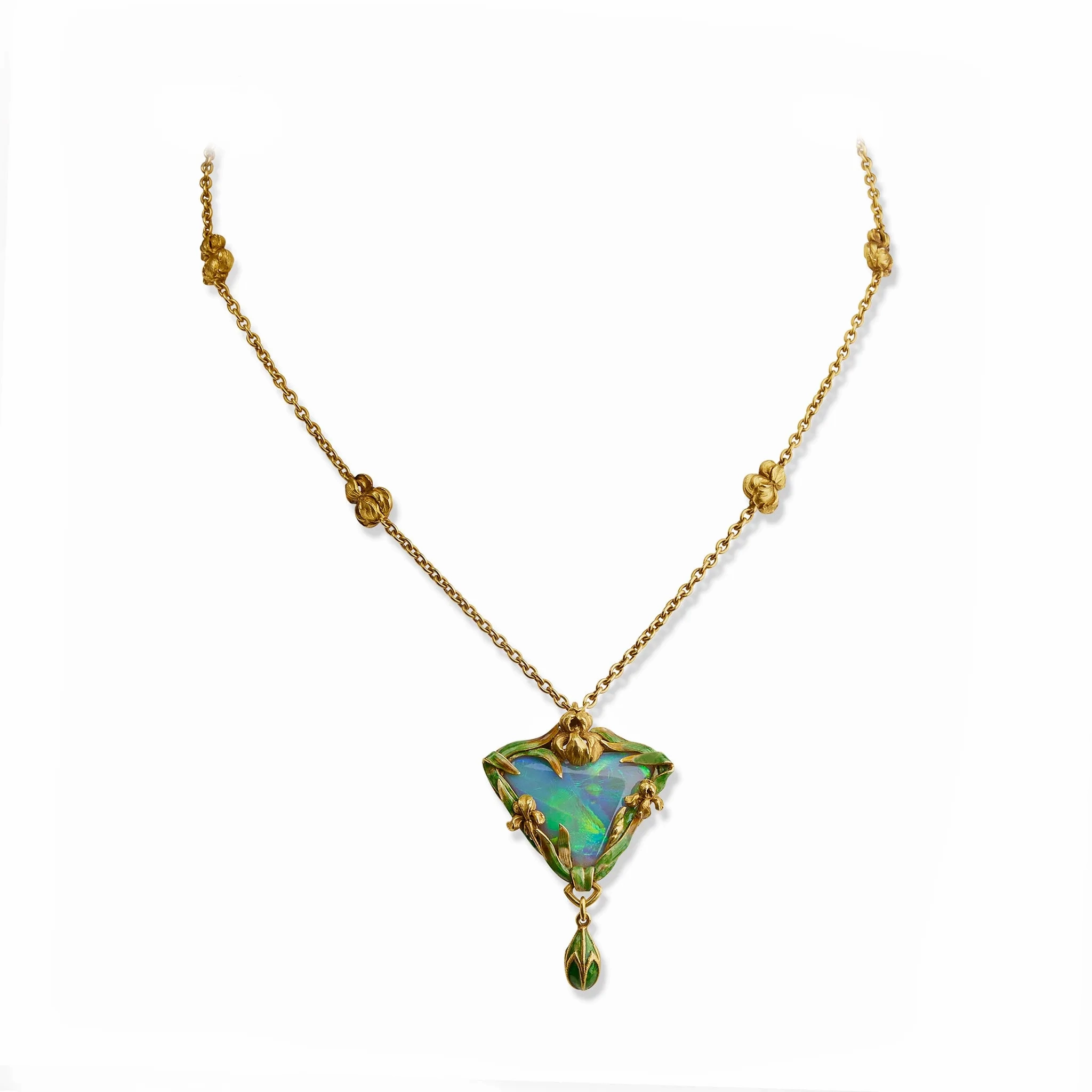 Marcus &amp; Co. Black Opal and Enamel Pendant Necklace