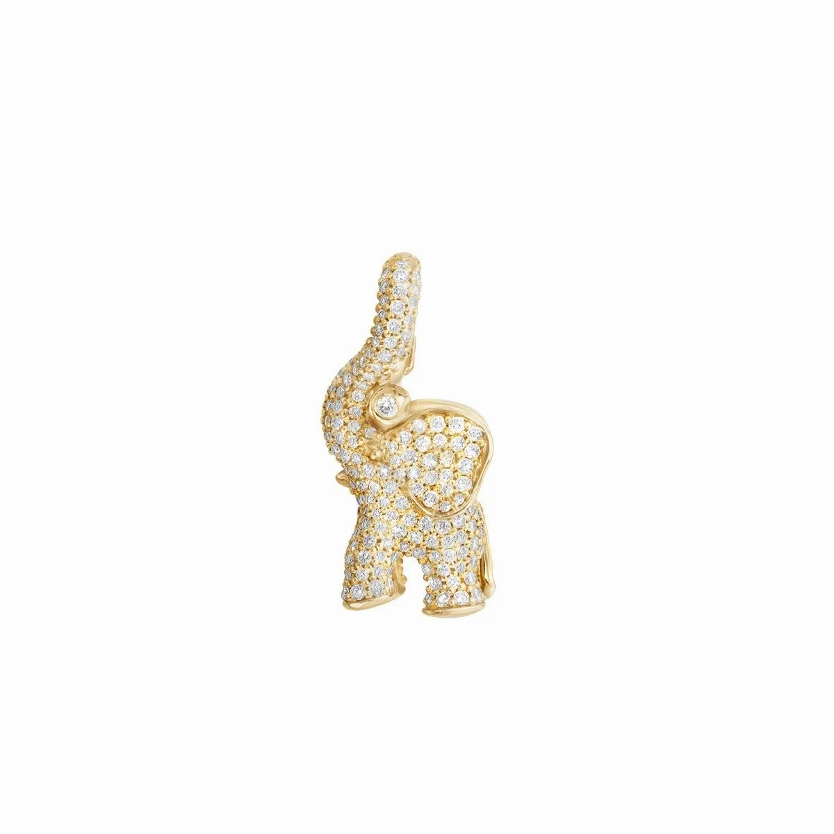 Medium Elephant Charm Pav?? 18K Gold Pendant w. Diamonds