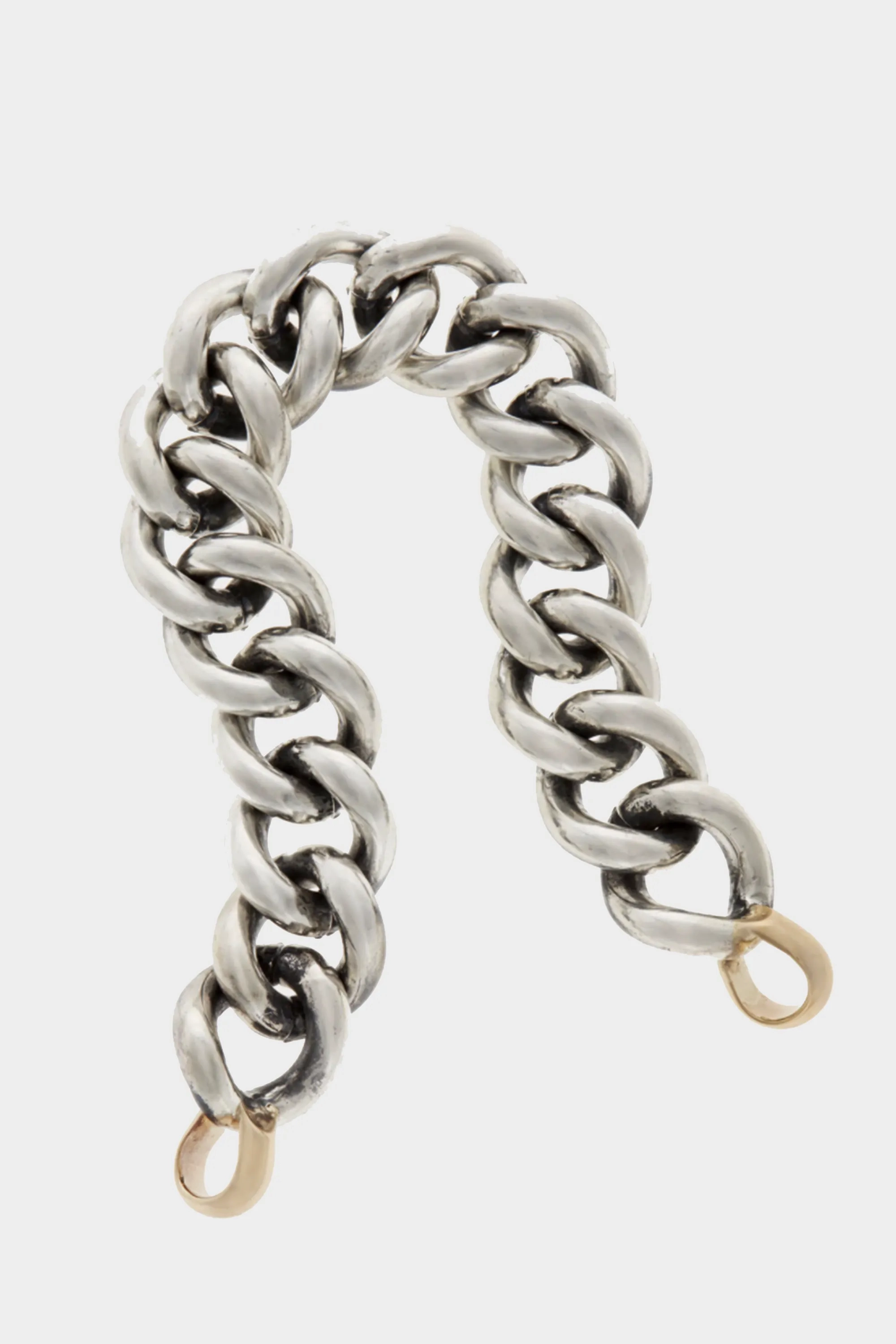 Mega Curb Chain Necklace - 15&quot;, Silver &amp; Yellow Gold