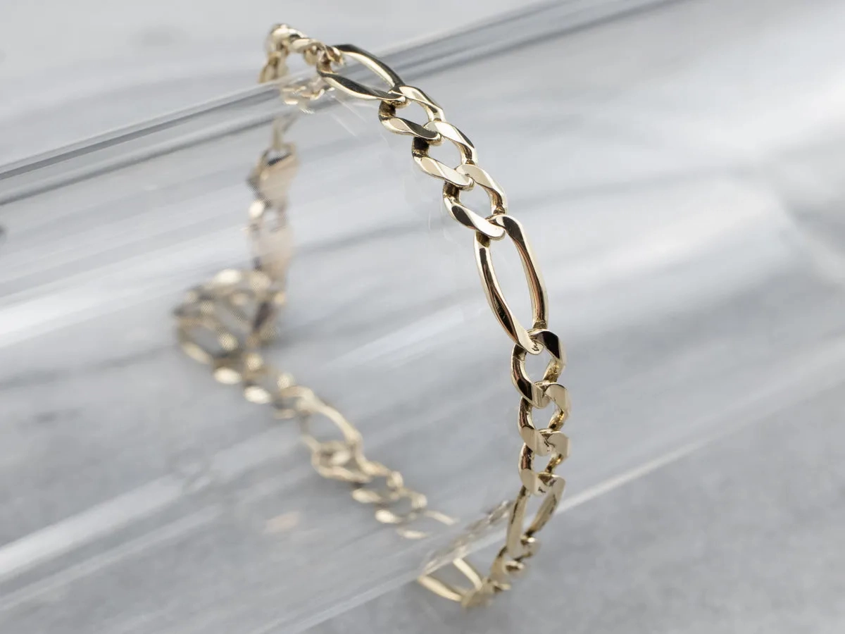 Men's 14K Gold Figaro Chain Bracelet
