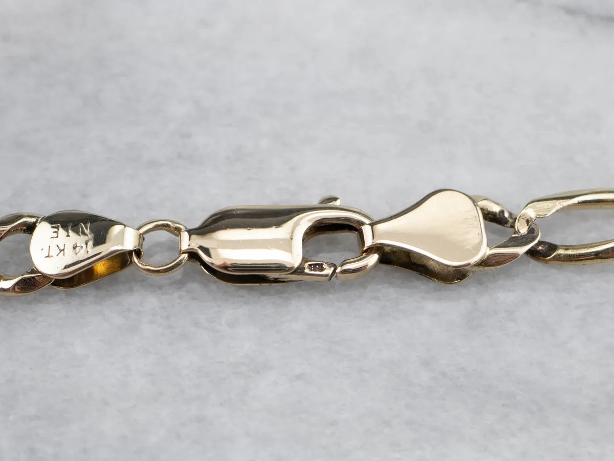 Men's 14K Gold Figaro Chain Bracelet