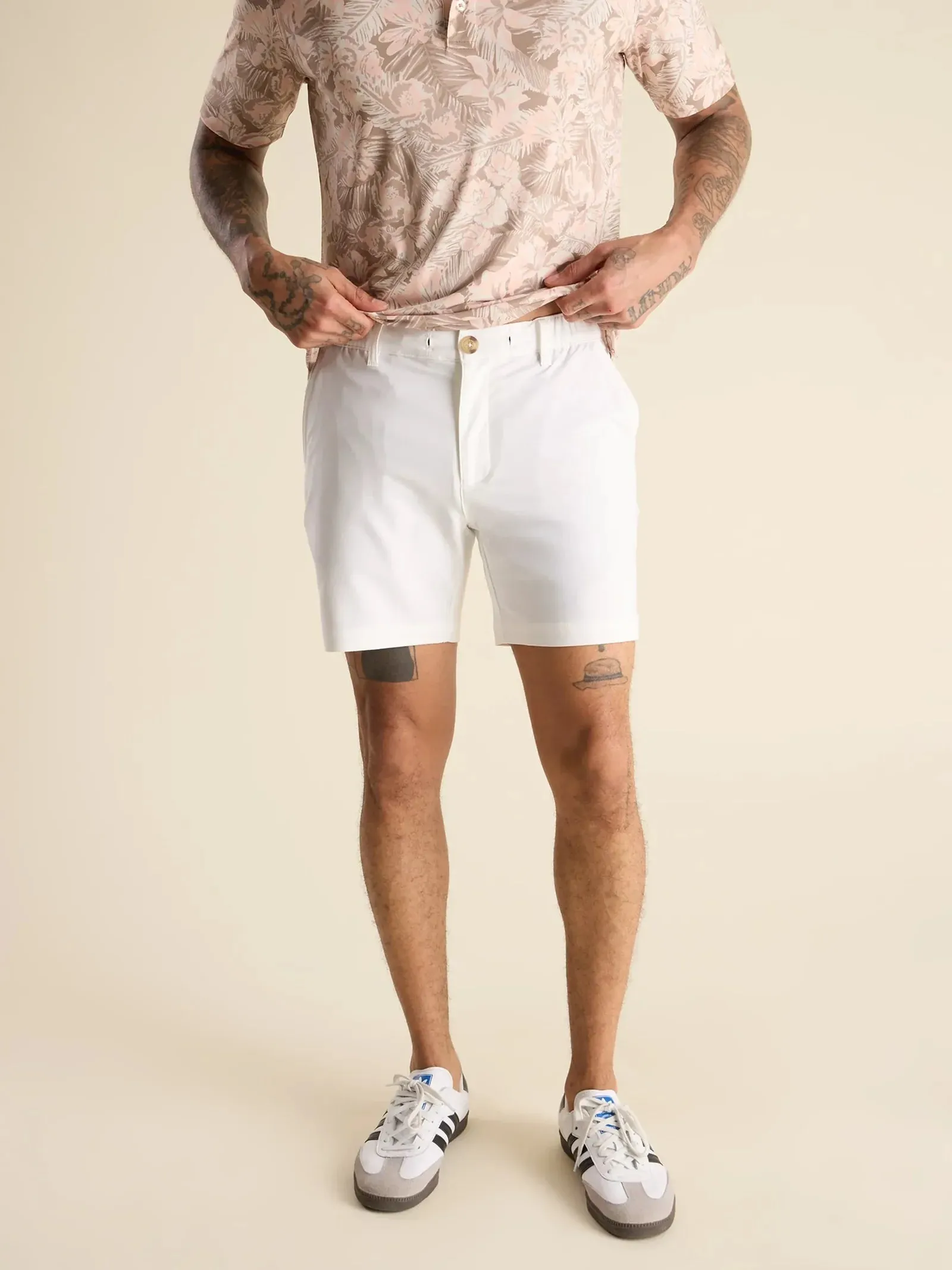 Herren Johnnie-O Chubbies 6-Zoll The Vannas Performance Shorts - Reinweiß