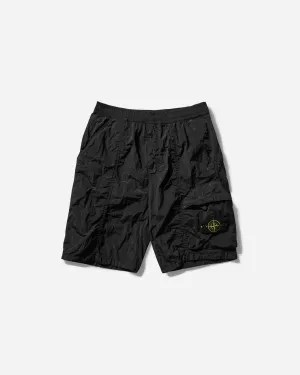 Herren Nylon Cargo-Shorts mit Metallapplikationen Schwarz