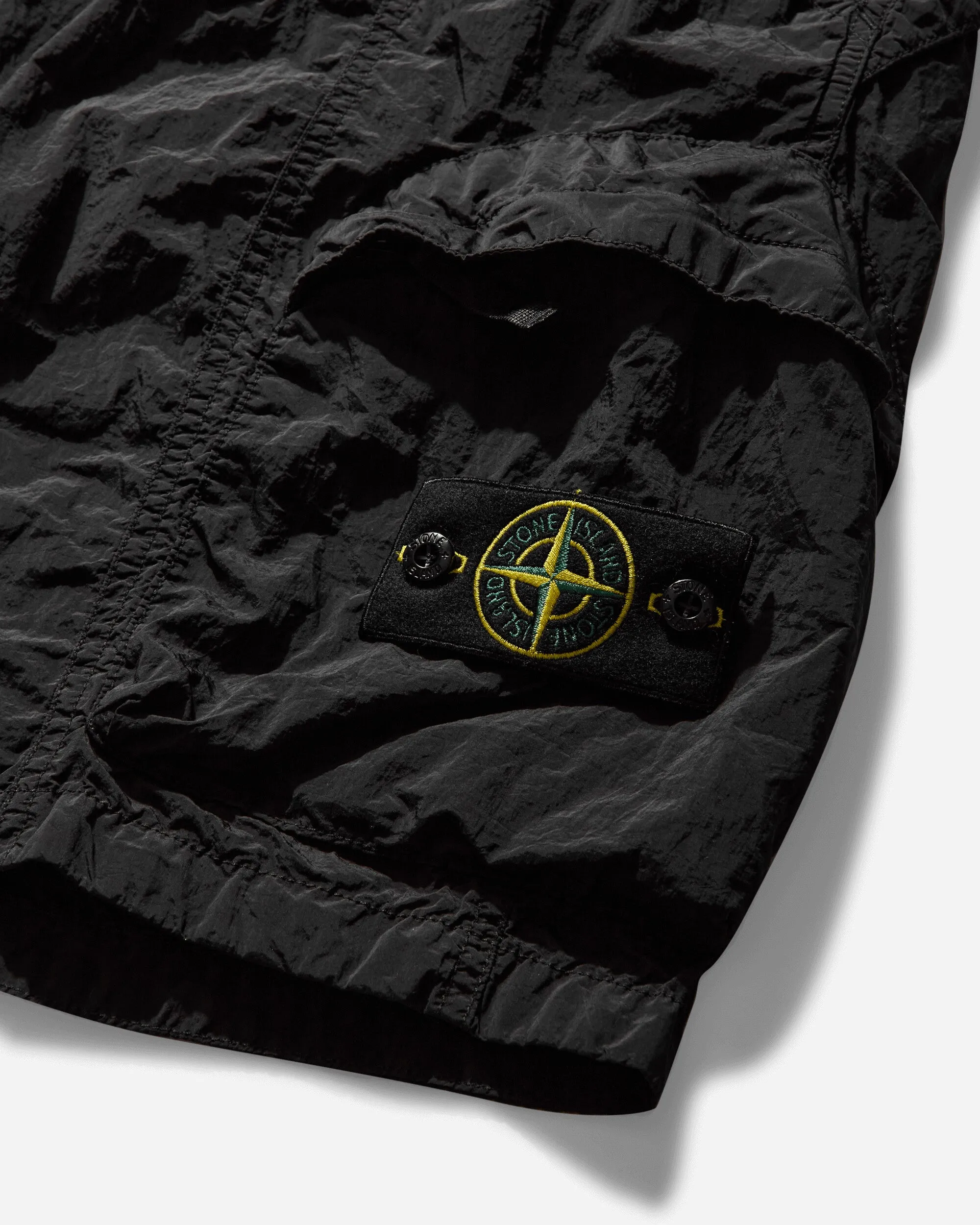 Herren Nylon Cargo-Shorts mit Metallapplikationen Schwarz