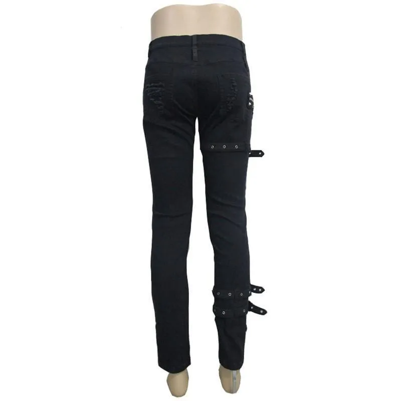 Herren-Punk-Jeans mit Vollfront und Used-Optik