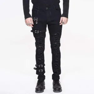 Herren-Punk-Jeans mit Vollfront und Used-Optik