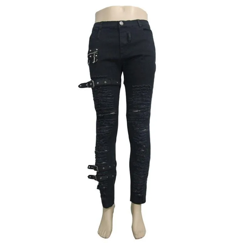 Herren-Punk-Jeans mit Vollfront und Used-Optik