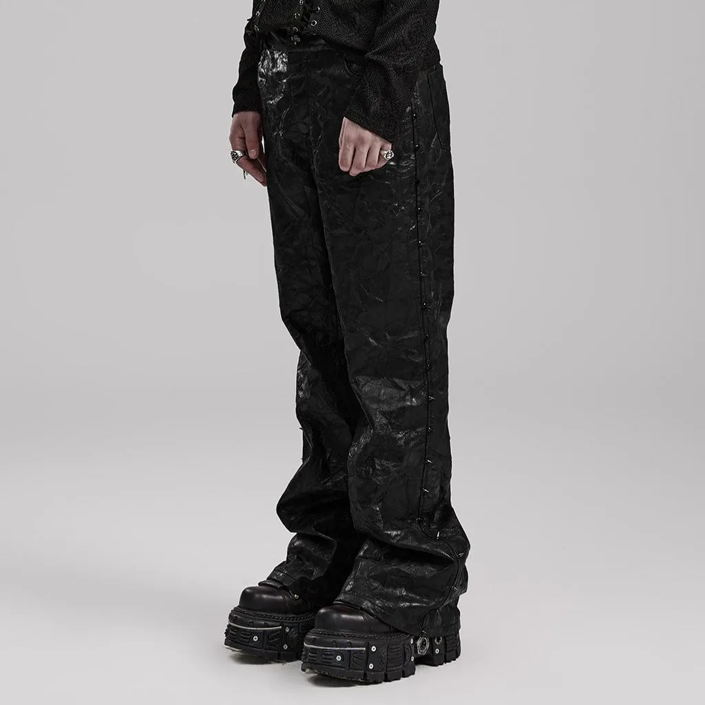 Herren-Punk Plissierte Lederhose mit Struktur
