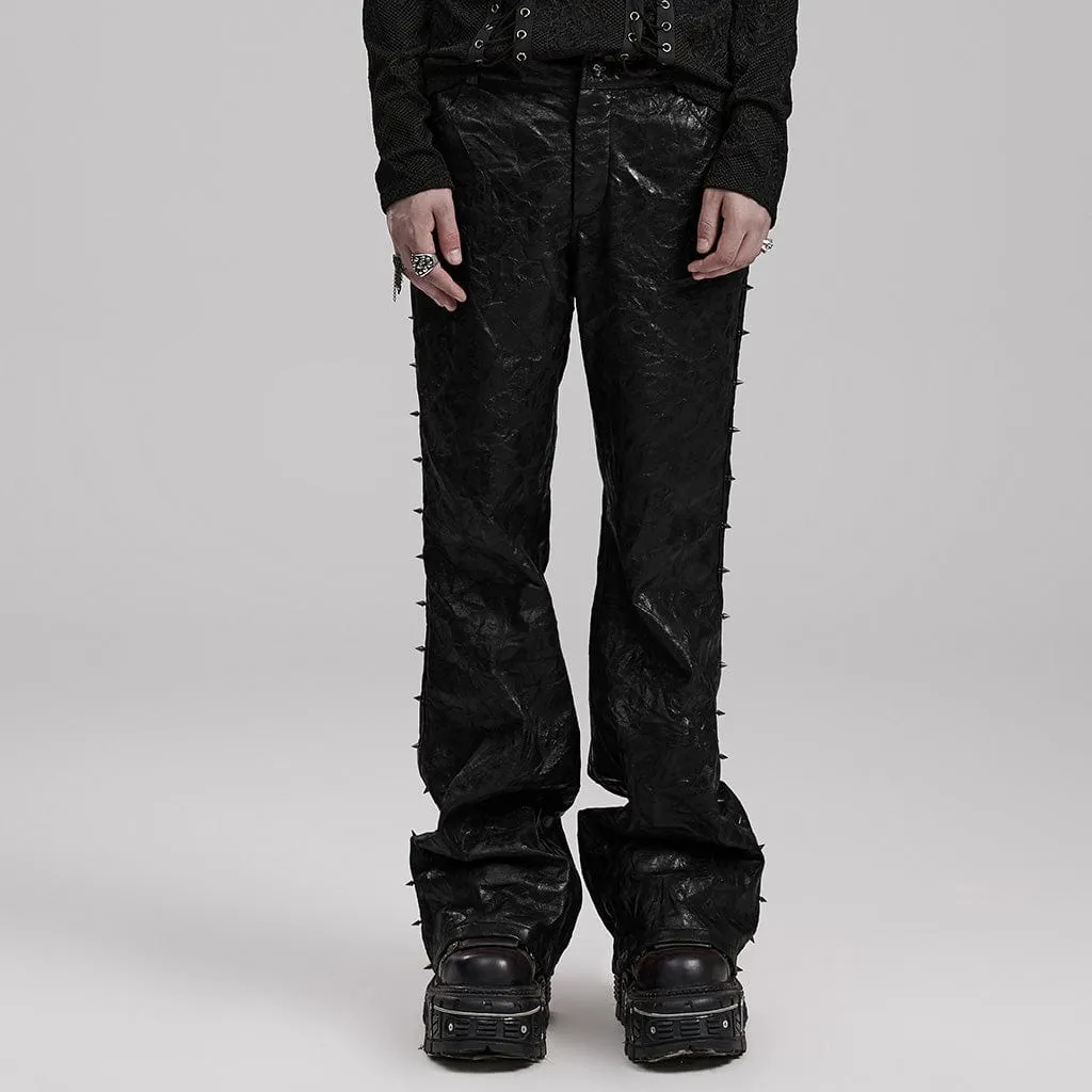 Herren-Punk Plissierte Lederhose mit Struktur