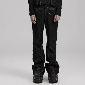 Herren-Punk Plissierte Lederhose mit Struktur