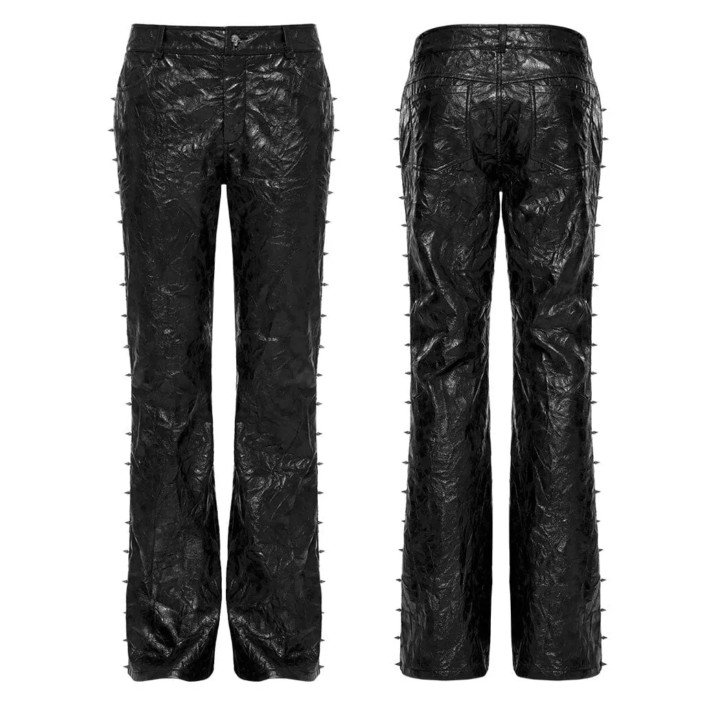 Herren-Punk Plissierte Lederhose mit Struktur