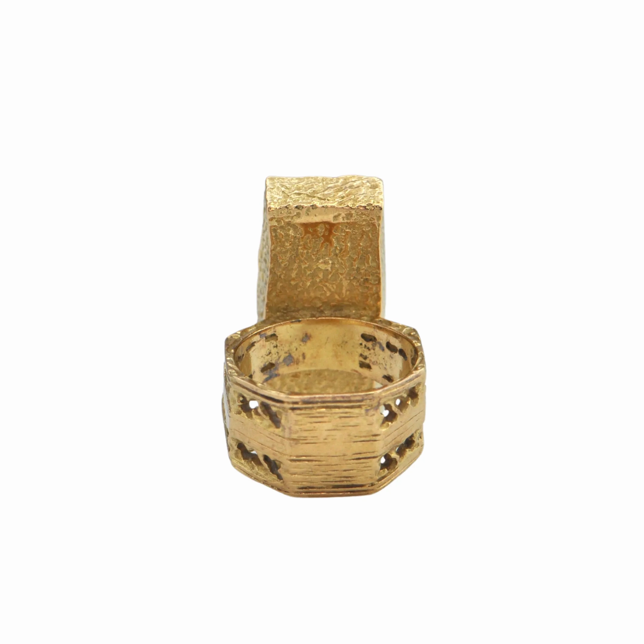 Mid-Century Brutalist 17.0ct Citrine 18K Gold Ring