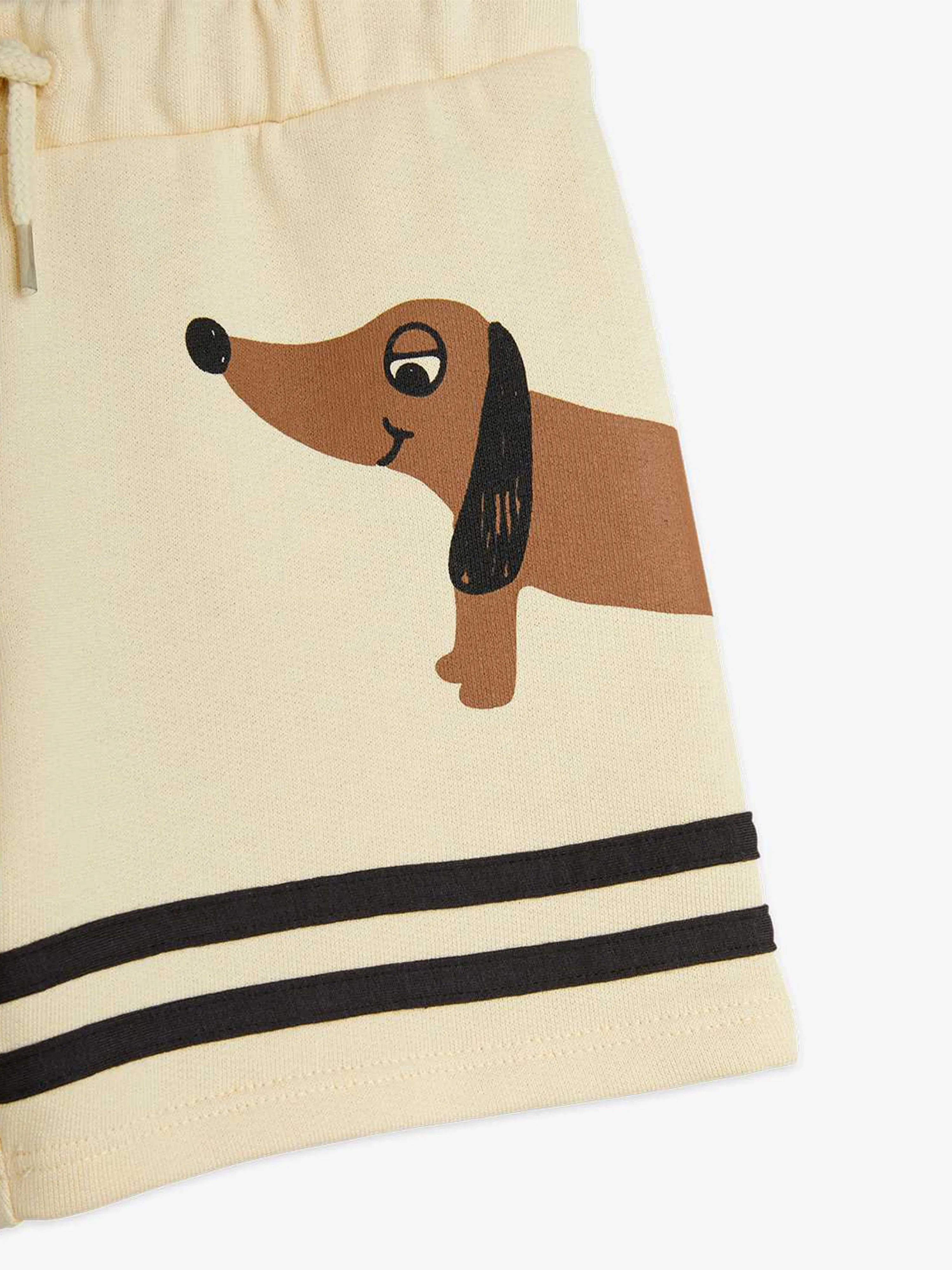 Mini Rodini Jungen Hunde gestreifte Sweatshorts in Beige