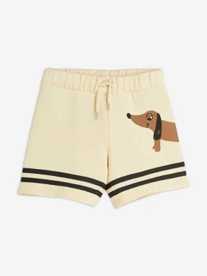 Mini Rodini Jungen Hunde gestreifte Sweatshorts in Beige