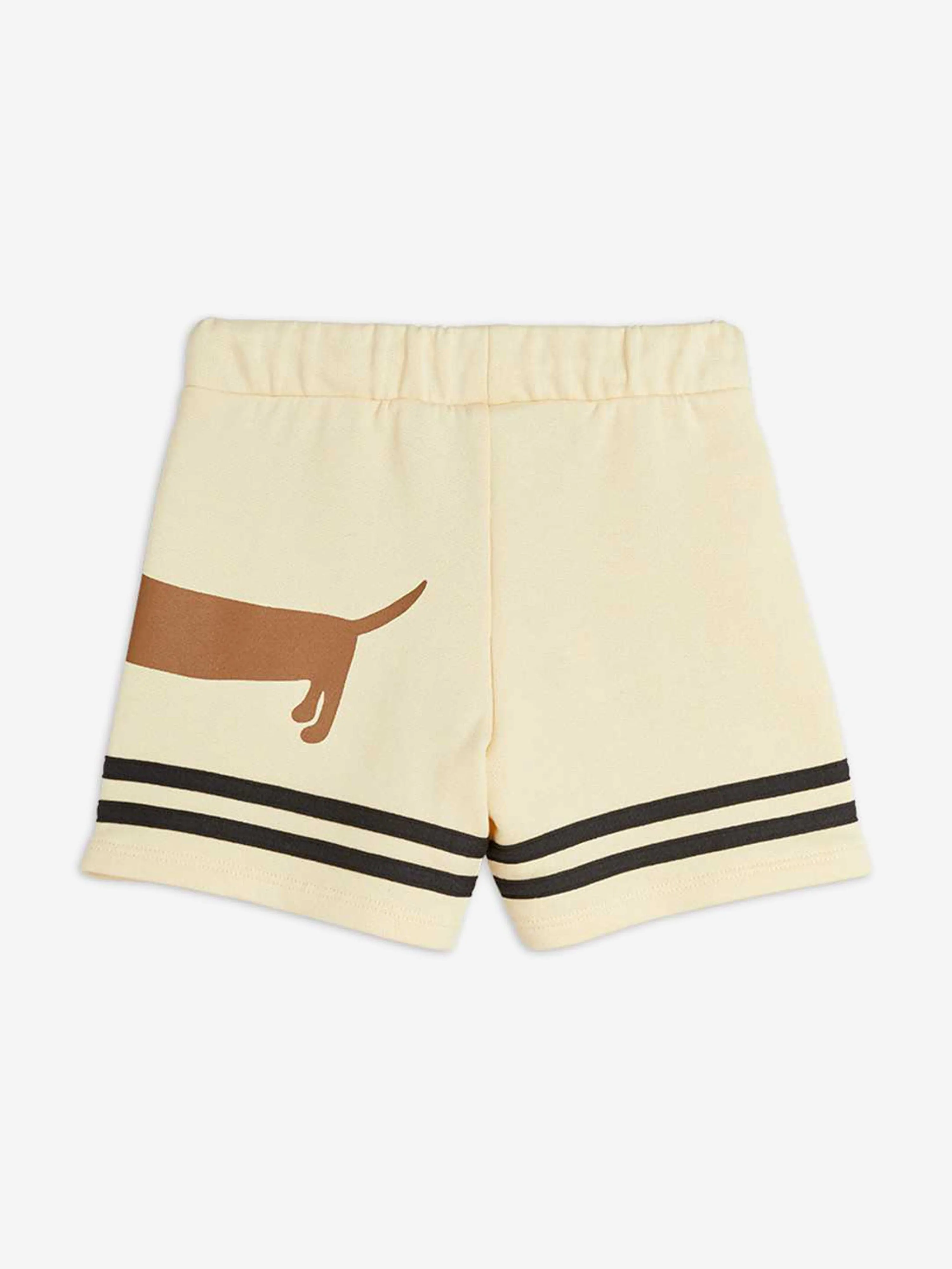 Mini Rodini Jungen Hunde gestreifte Sweatshorts in Beige