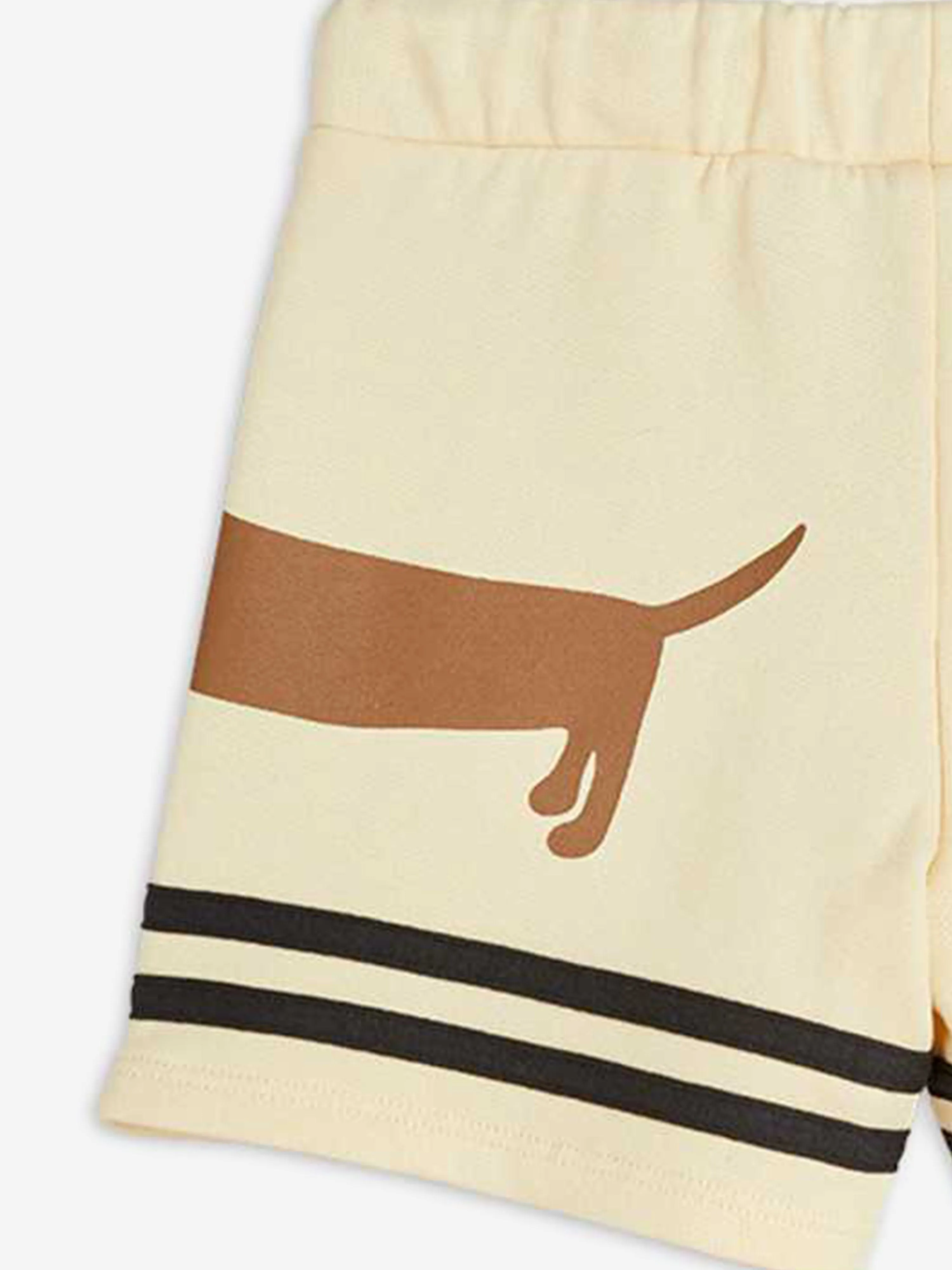 Mini Rodini Jungen Hunde gestreifte Sweatshorts in Beige