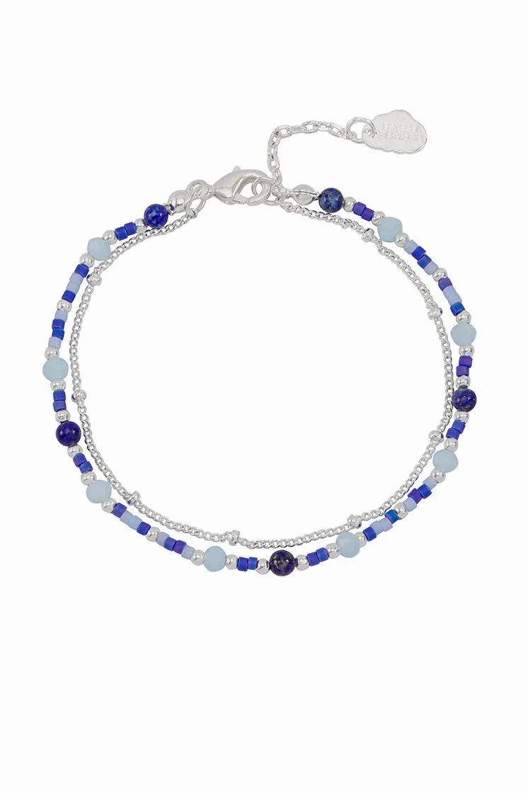 Mini Blue Gemstone Duo Chain Bracelet