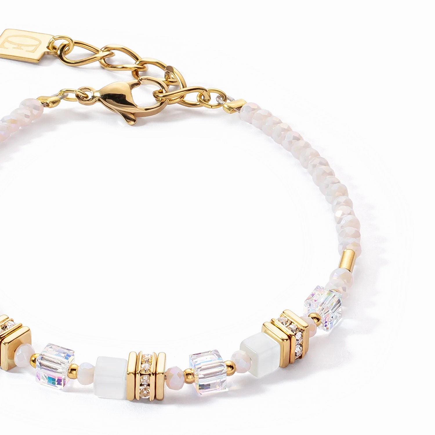 Mini Cubes bracelet gold white