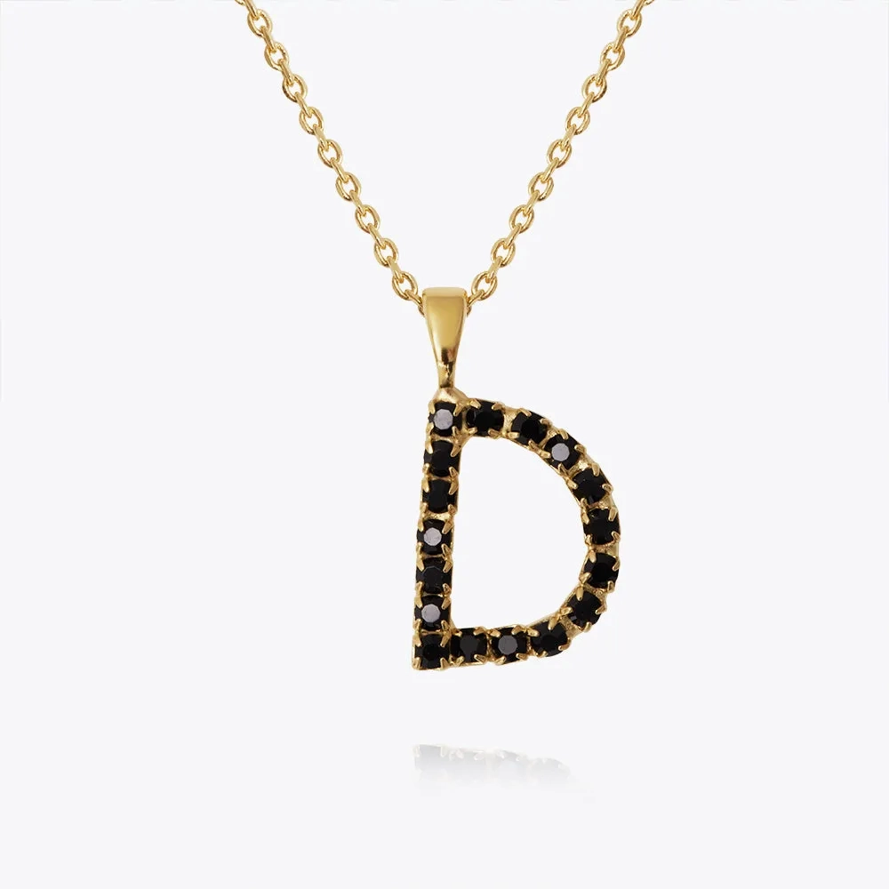 Mini Letter Necklace D / Black