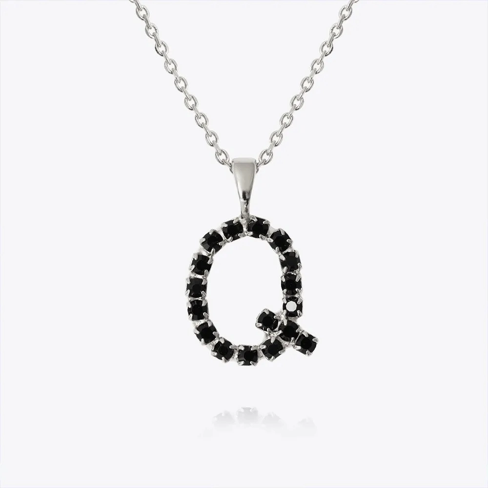 Mini Letter Necklace Q / Black
