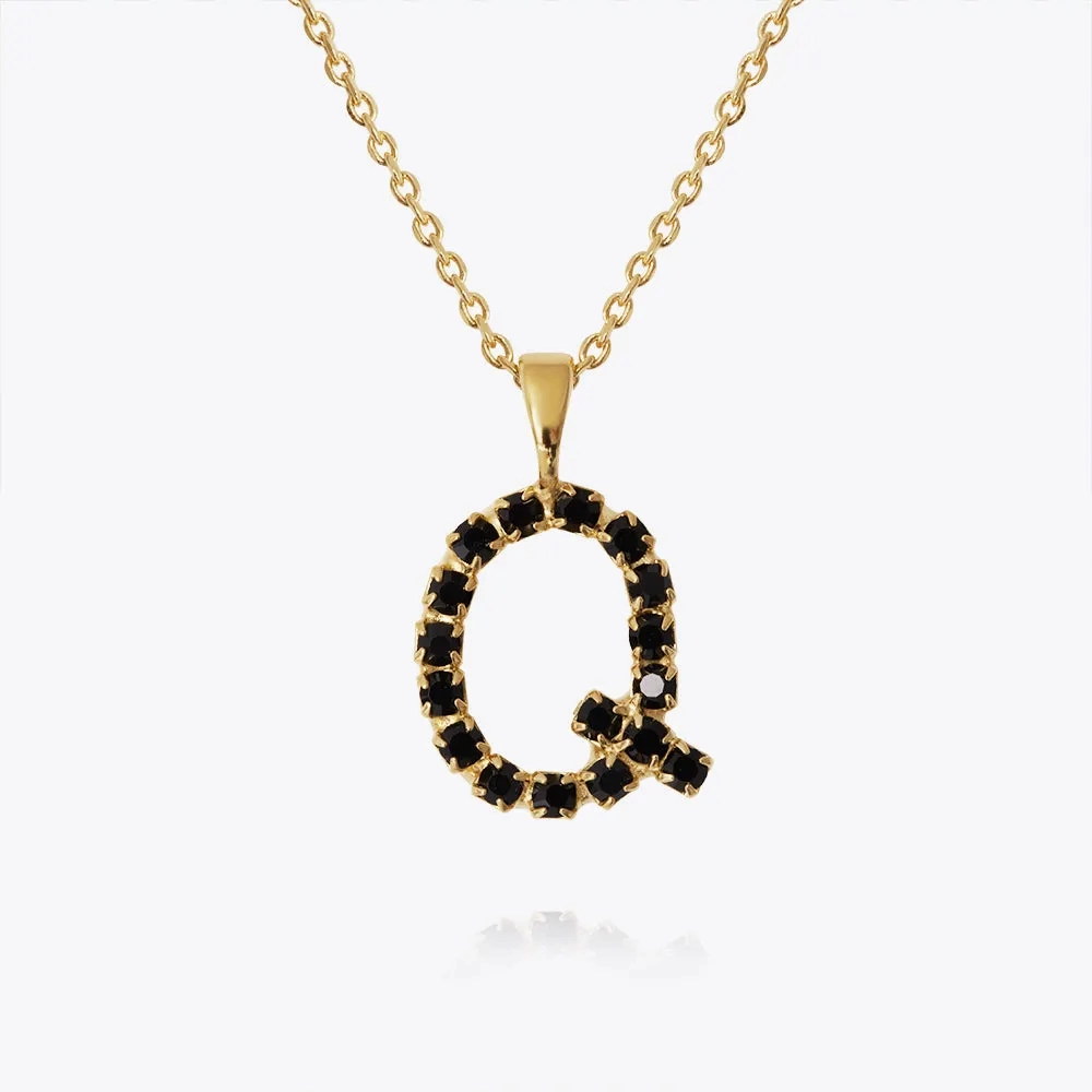 Mini Letter Necklace Q / Black