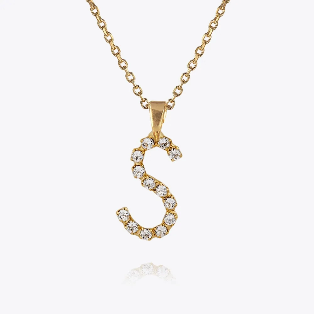 Mini Letter Necklace S / Crystal