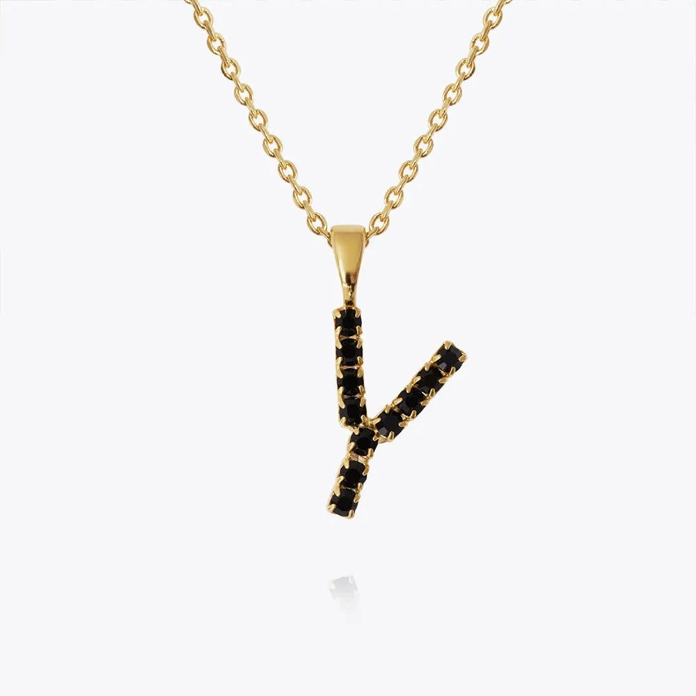 Mini Letter Necklace Y / Black