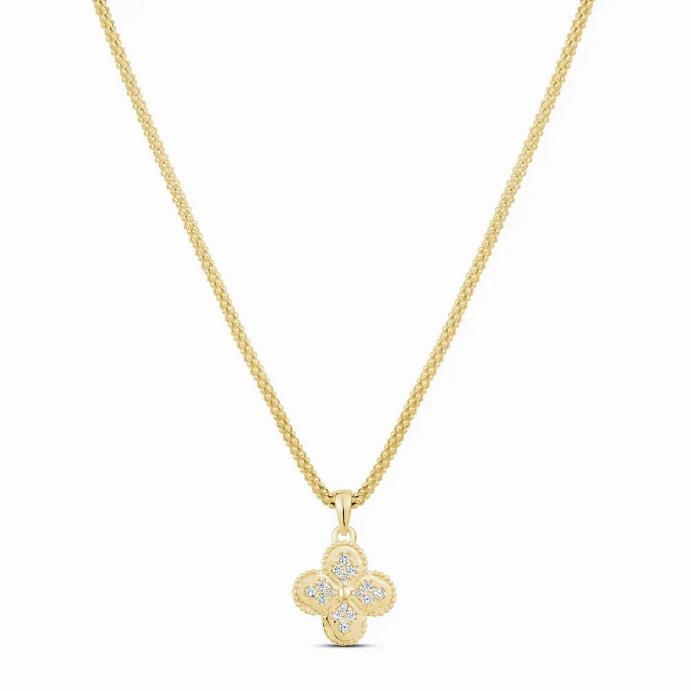 Miss Mimi- 14k/925 Vermeil Heritage Clover Cubic Zirconia Necklace