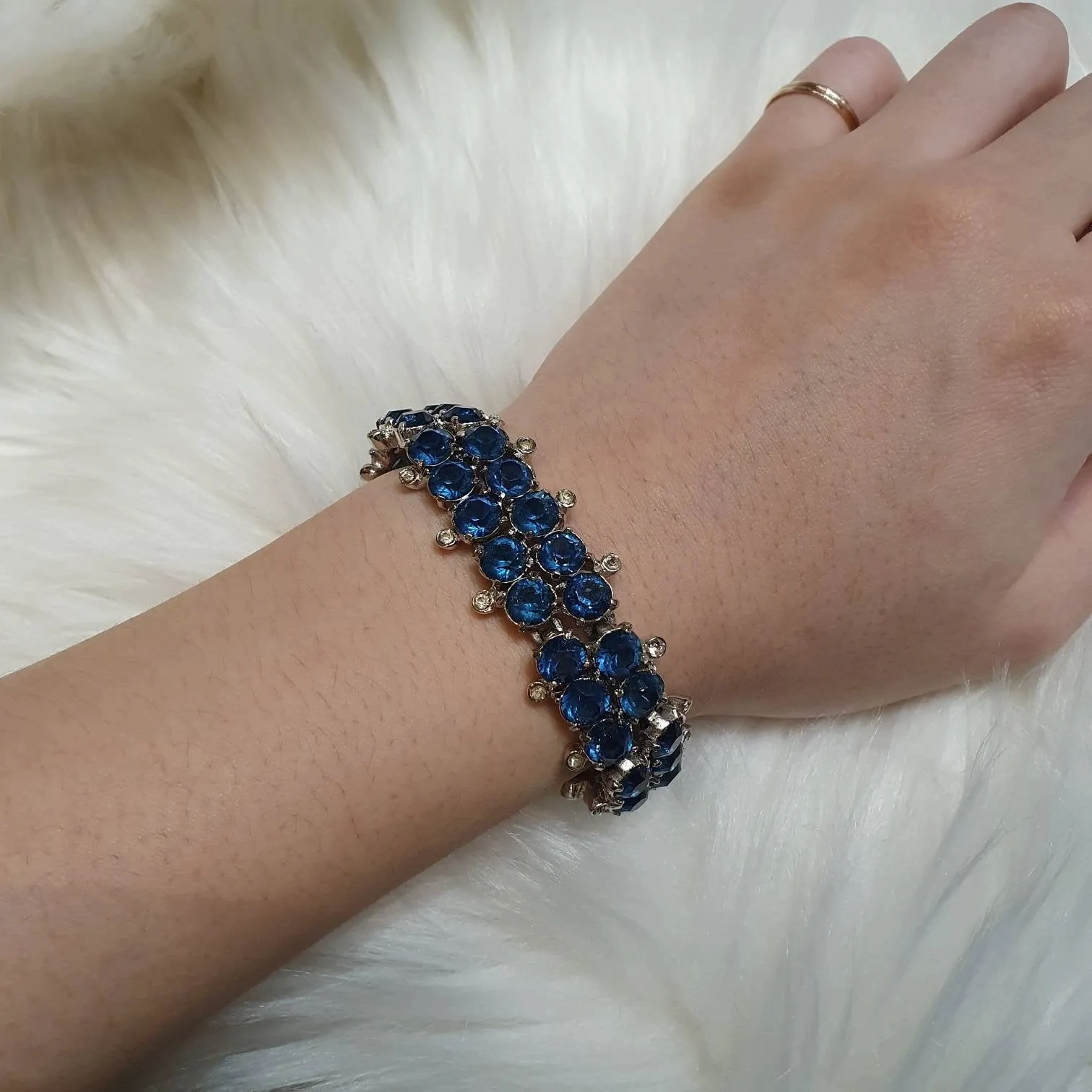 Mitchel Maer for Christian Dior Vintage Bracelet Sapphire Blue Crystal Silver