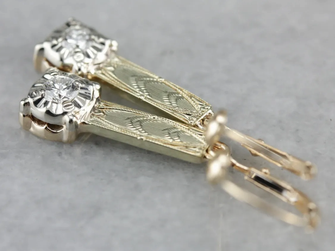 Mix Metal Diamond Drop Earrings