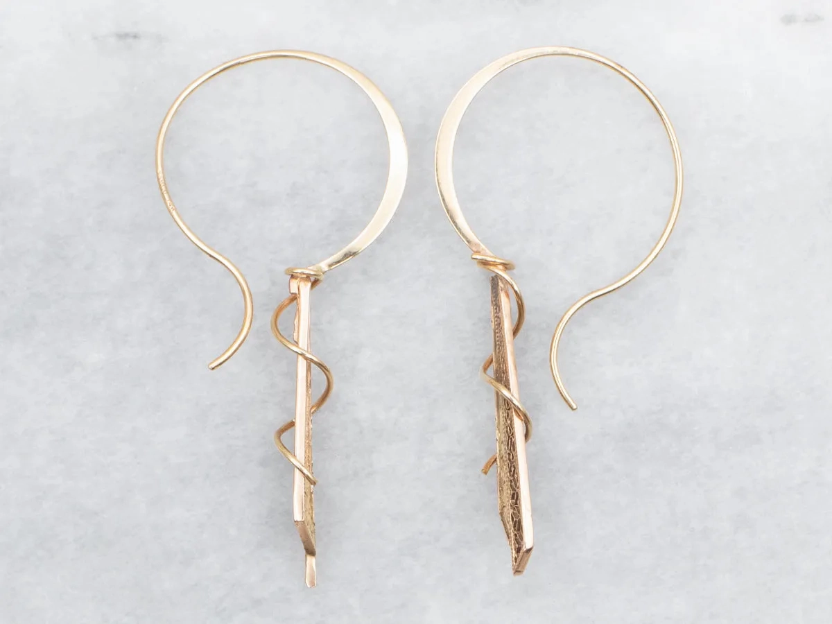 Mixed Era Etched Scrolling Gold Drop Earrings