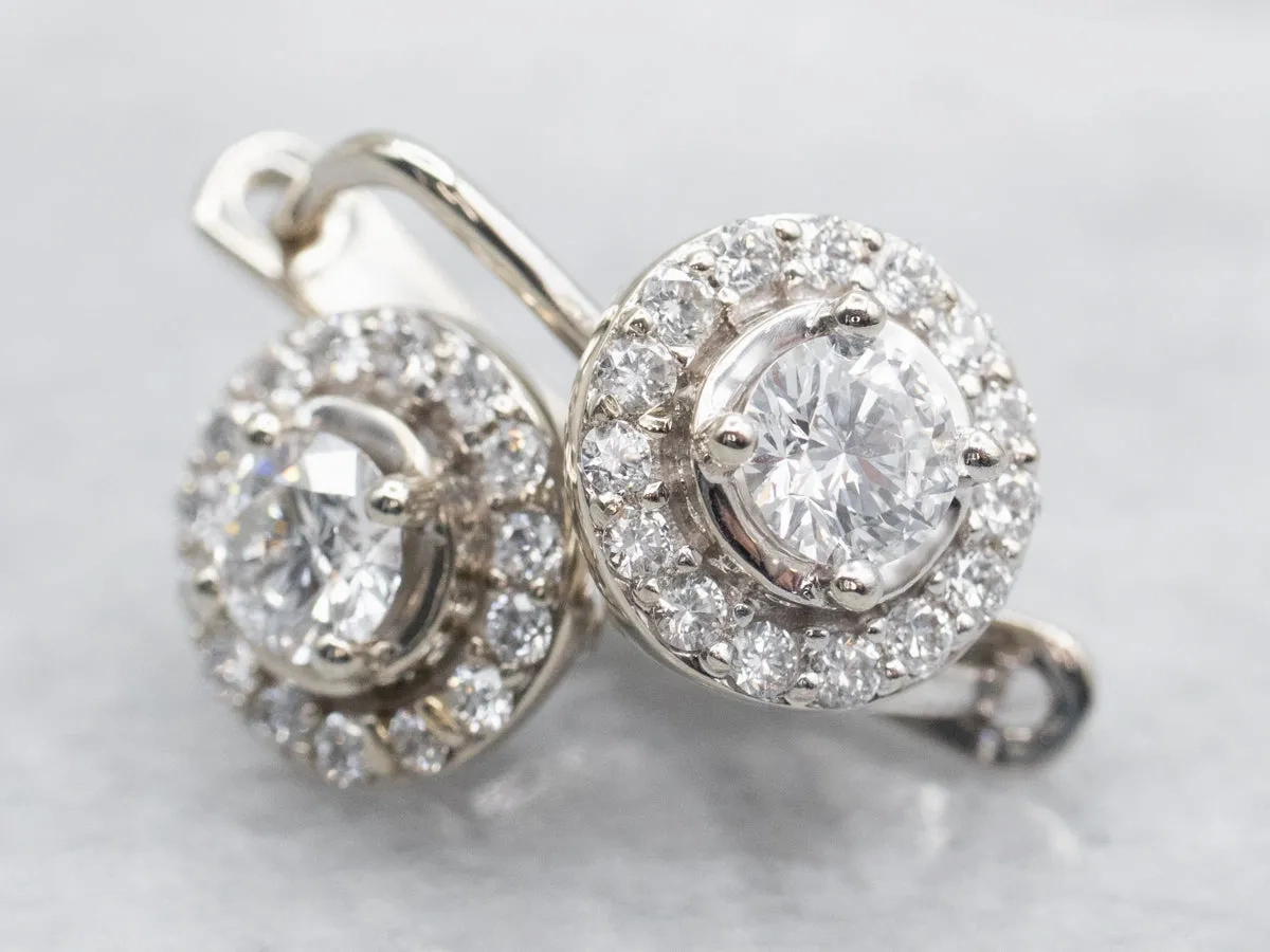 Modern Diamond Halo Drop Earrings