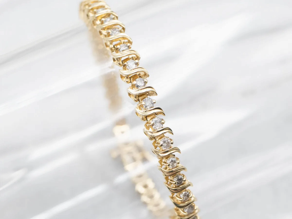 Modern Gold Diamond Tennis Bracelet