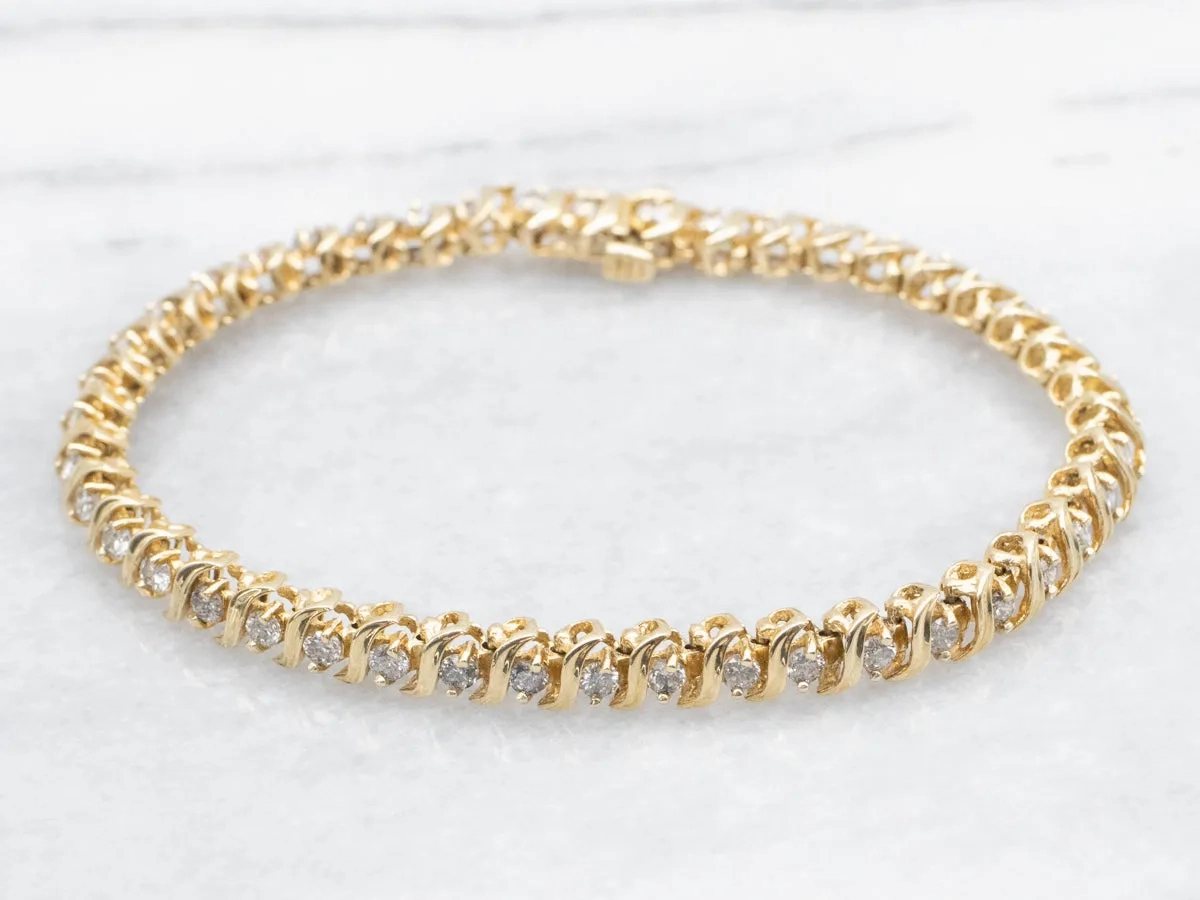 Modern Gold Diamond Tennis Bracelet