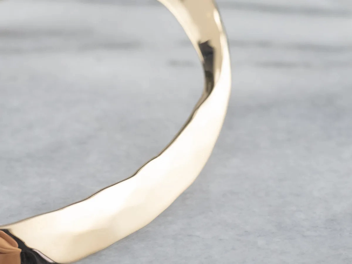 Modernist Hammered Gold Bangle Bracelet