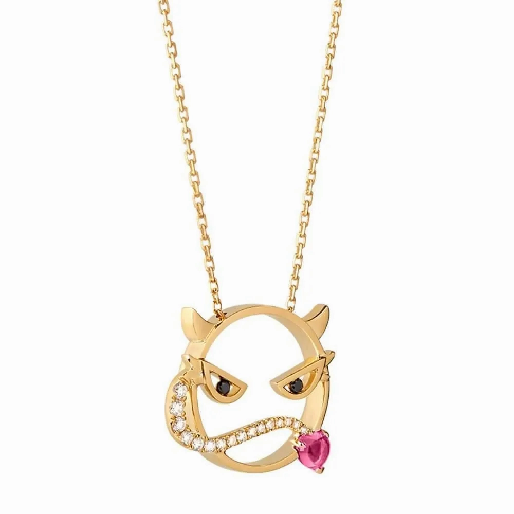 MOYEN Fierce 18K Gold Necklace w. Diamond &amp; Tourmaline