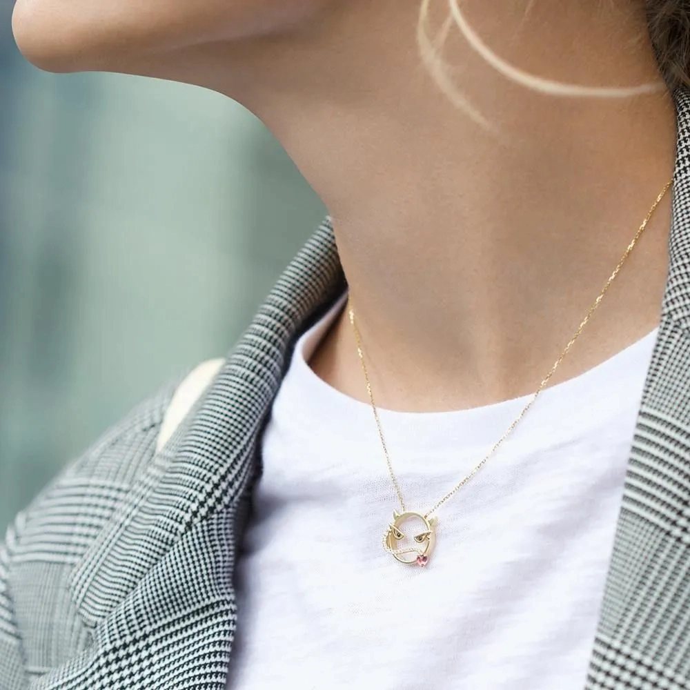 MOYEN Fierce 18K Gold Necklace w. Diamond &amp; Tourmaline