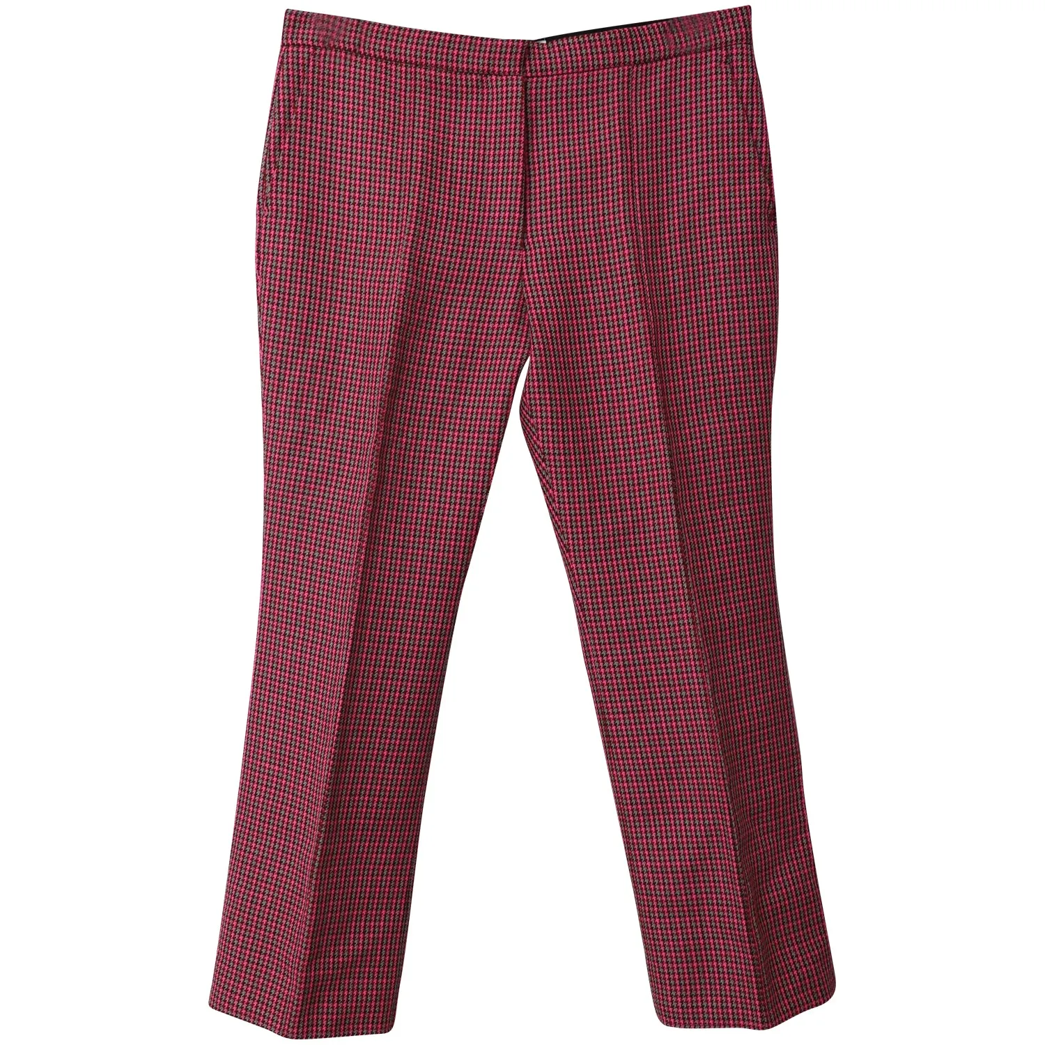MSGM Houndstooth Cropped Hose in Rot aus Flauschiger Wolle