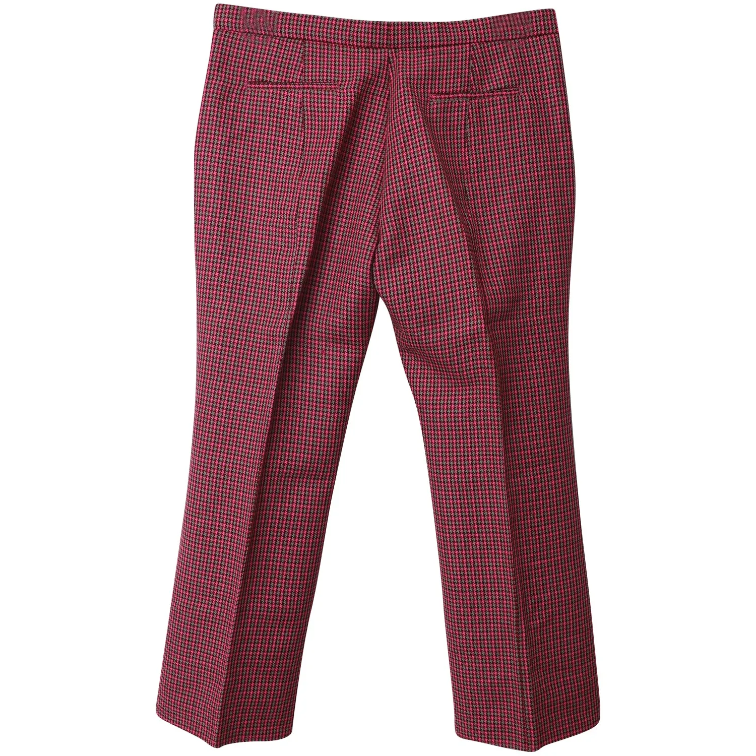 MSGM Houndstooth Cropped Hose in Rot aus Flauschiger Wolle