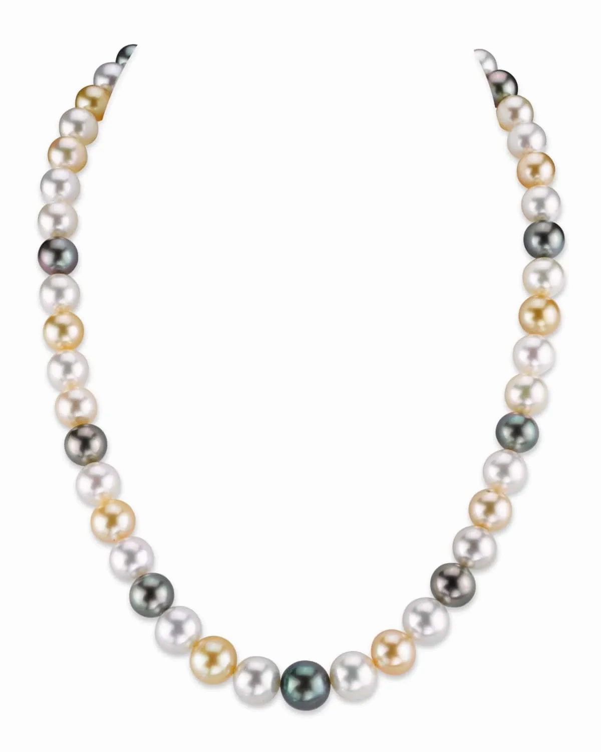 Multi-Color Tahitian &amp; South Sea Pearl Necklace, 8.0-10.0mm - AAAA Quality