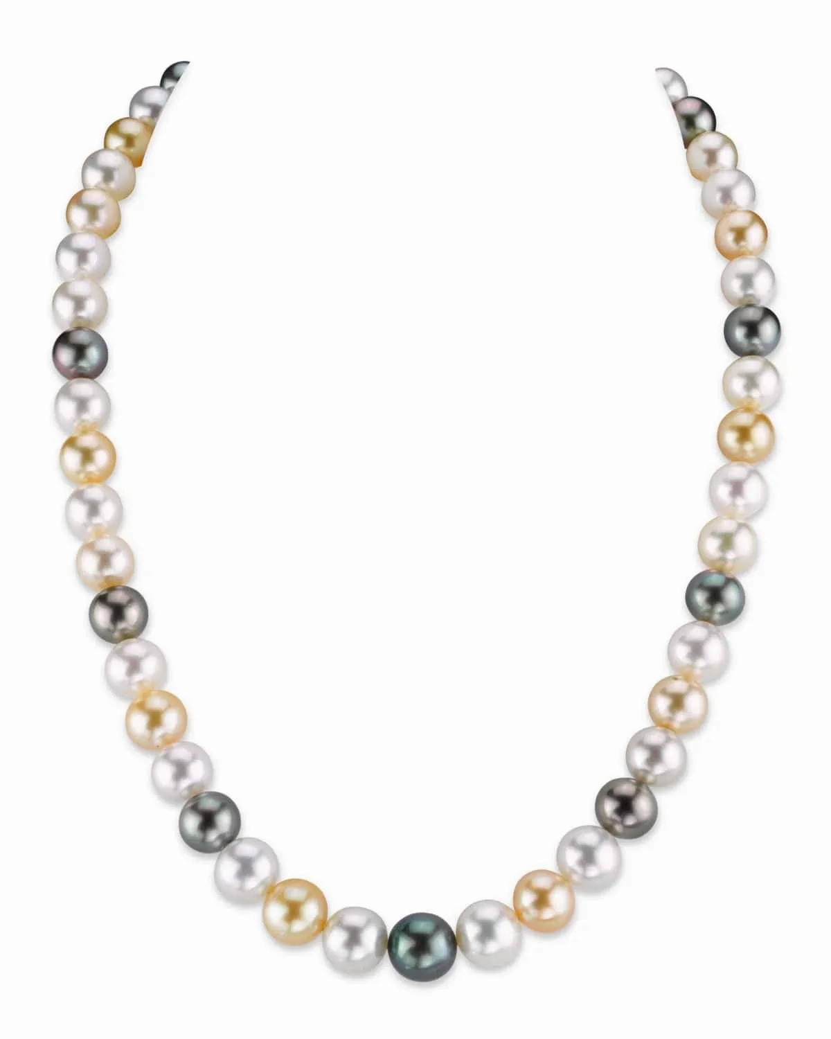 Multi-Color Tahitian &amp; South Sea Pearl Necklace, 8.0-10.0mm - AAAA Quality