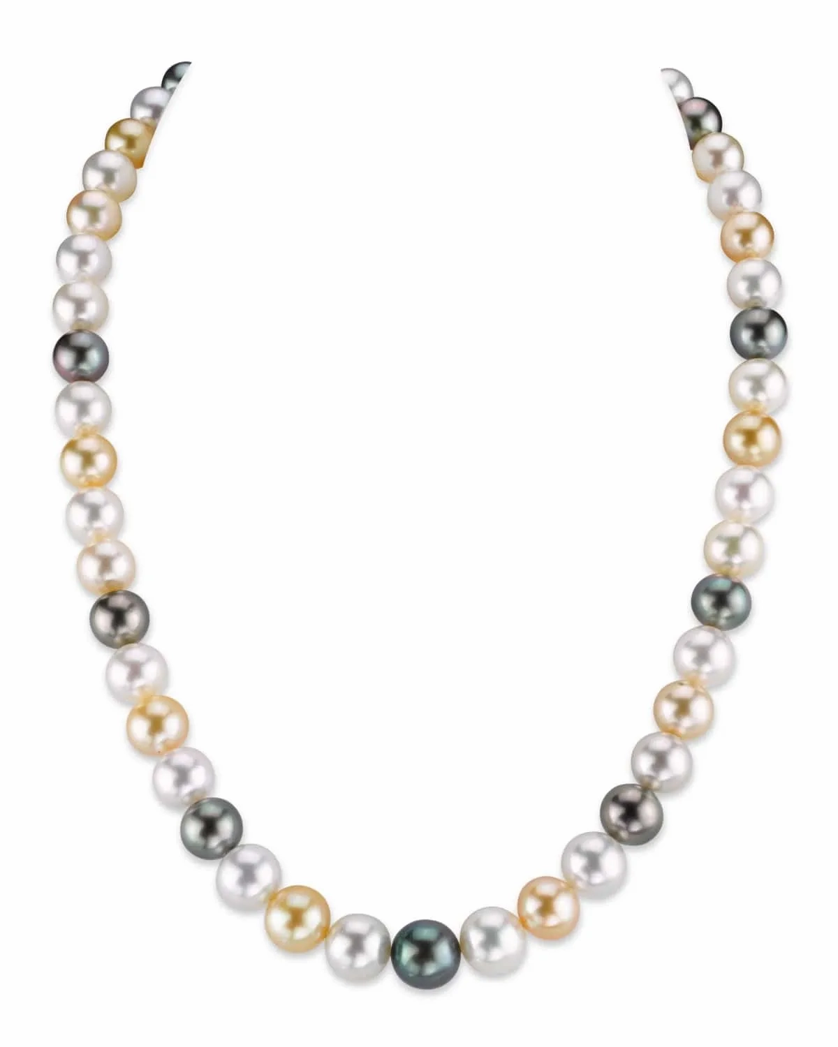 Multi-Color Tahitian &amp; South Sea Pearl Necklace, 8.0-10.0mm - AAAA Quality