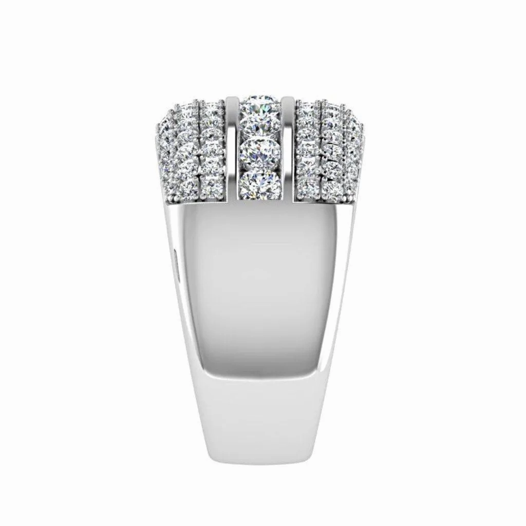 Multi Row Diamond Band Ring 18K Gold